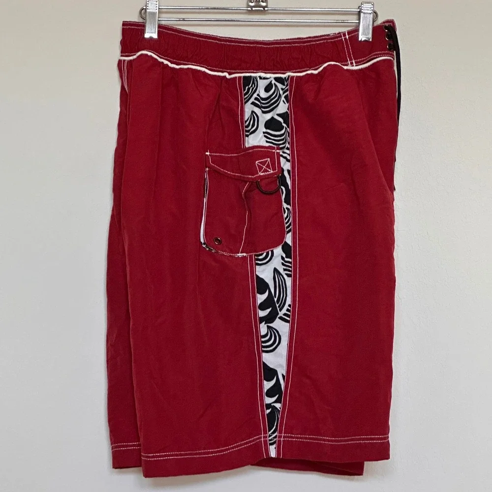 Mad Iguana Sportswear‎ youth XL Red Tribal Wave Board Shorts Cargo Swim Trunks